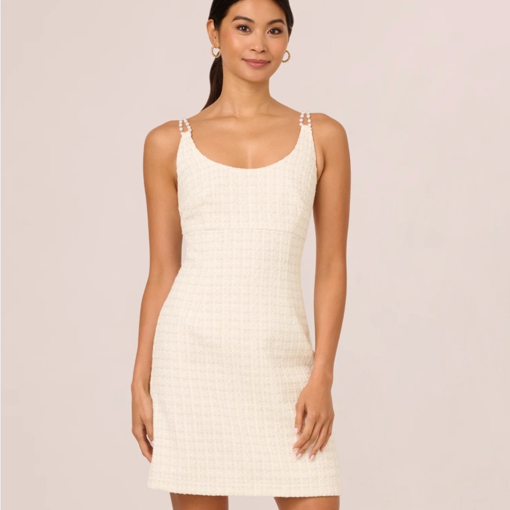 Adrianna Papell Tweed Pearl Short Dress